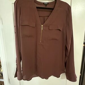 Express Plum Blouse with Zipper